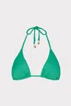 Milly Cabana Textured Chevron Triangle Bikini Top In Green