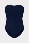 Milly Cabana Textured Ruched One Piece In Gray