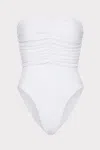 Milly Textured Ruched One Piece Swimsuit In White