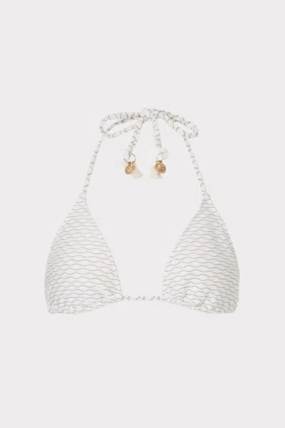 Milly Cabana  Textured Waves Triangle Bikini Top In White