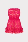 Milly Cabana Verity Two Tone Geo Eyelet Cover-up Dress In Pink/coral