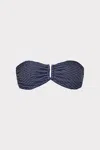 Milly Women's Verone Textured Waves Bandeau Bikini Top In Navy
