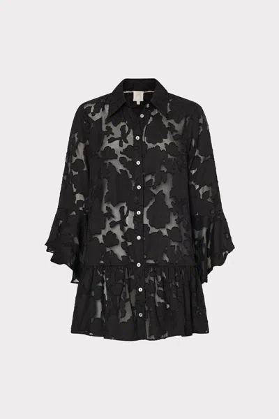 Milly Cabana Vierra Rose Burnout Cover-up Dress In Black
