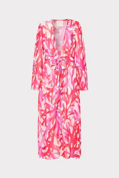 Milly Cabana Vince Under The Sea Chiffon Cover-up Dress In Pink