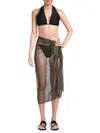 Milly Cabana Women's Metallic Mesh Recycled-blend Sarong Cover-up In Black