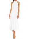 Milly Cady Penelope High Neck Halter Midi Dress In Ecru In White