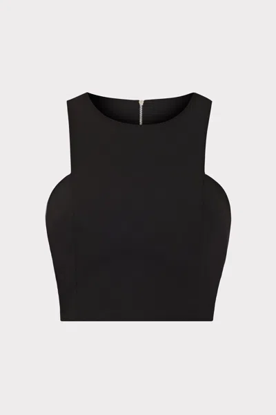 Milly Cady Sleeveless Crop Top In Black