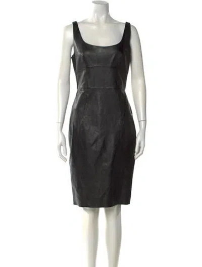 Pre-owned Milly Calf Leather Knee-length Dress In Black