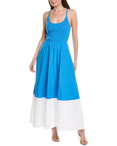Milly Cami Knit Poplin Blocked Midi Dress In Multi