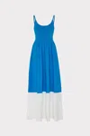 Milly Cami Knit Poplin Blocked Midi Dress