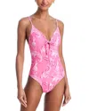 Milly Canopee Ruched Loop One-piece Swimsuit In Pink