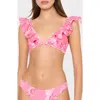 Milly Canoppe Ruffle Bikini Top In Pink