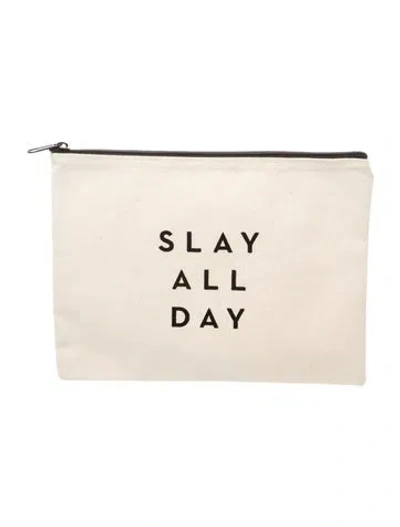 Pre-owned Milly Canvas Portfolio In Neutrals