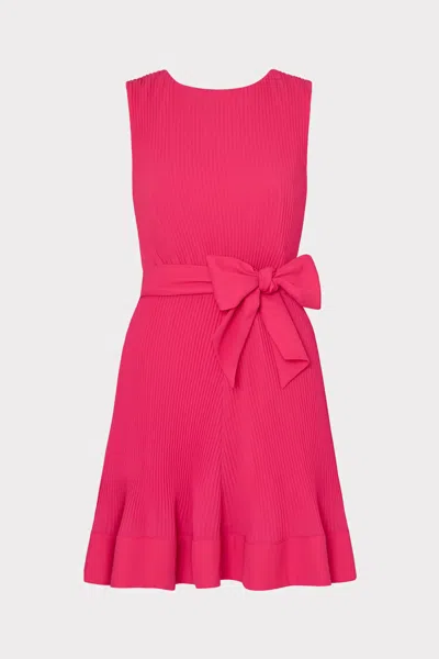 Milly Carreen Pleated Mini Dress In  Pink