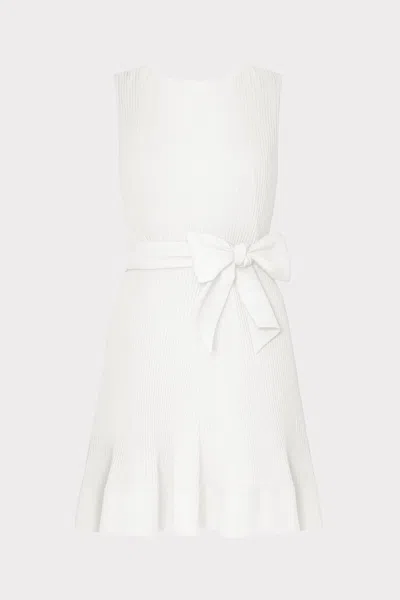 Milly Carreen Pleated Mini Dress In White