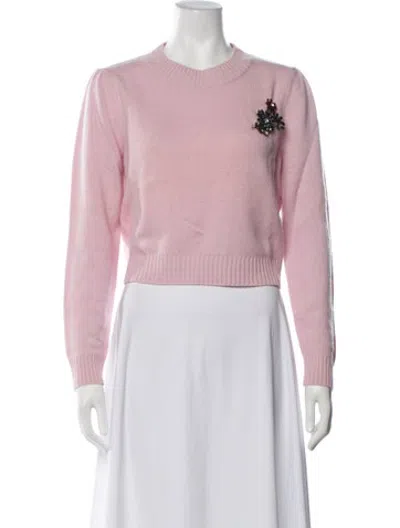 Pre-owned Milly Cashmere Crew Neck Sweater W/ Tags In Pink