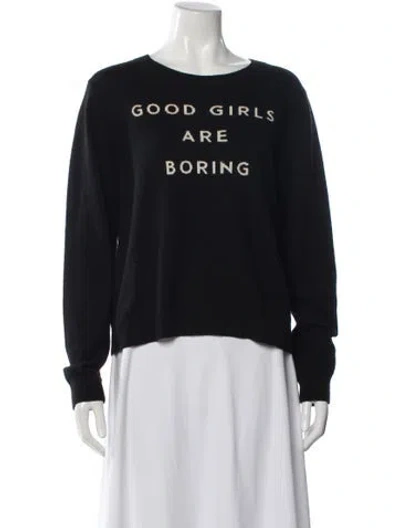 Pre-owned Milly Cashmere Graphic Print Sweater In Black