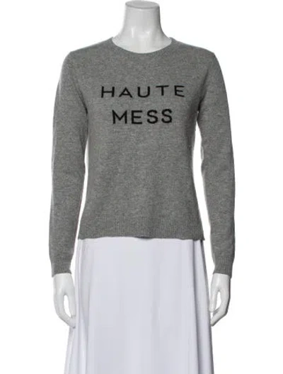 Pre-owned Milly Cashmere Graphic Print Sweater In Gray