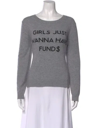 Pre-owned Milly Cashmere Graphic Print Sweater In Gray