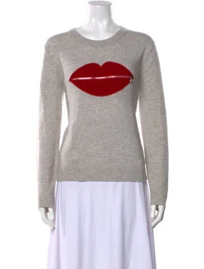 Pre-owned Milly Cashmere Graphic Print Sweater In Gray