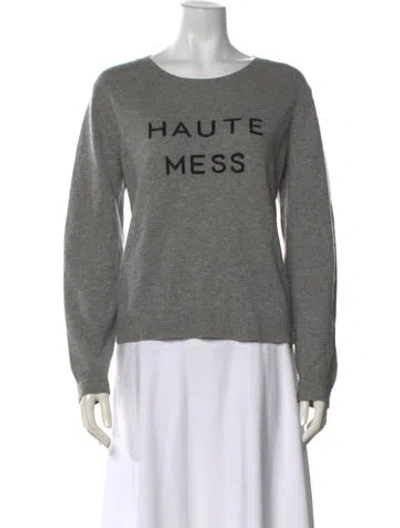 Pre-owned Milly Cashmere Graphic Print Sweater In Gray