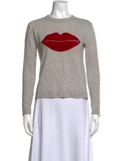 Pre-owned Milly Cashmere Graphic Print Sweater In Grey
