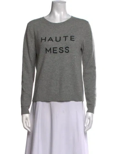 Pre-owned Milly Cashmere Graphic Print Sweater In Grey