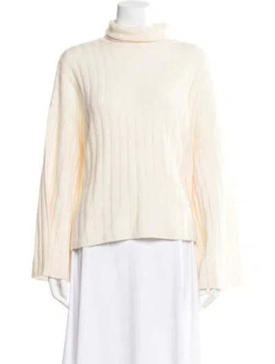 Pre-owned Milly Cashmere Mock Neck Sweater In Neutrals