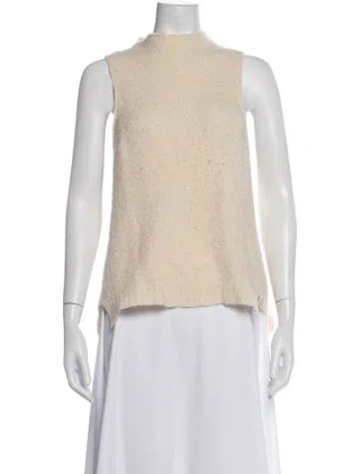 Pre-owned Milly Cashmere Mock Neck Sweater In Neutrals