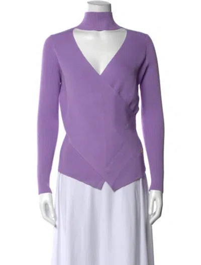 Pre-owned Milly Cashmere Mock Neck Sweater In Purple