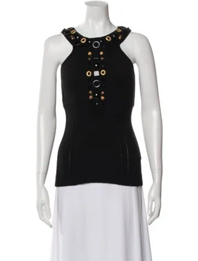 Pre-owned Milly Cashmere Scoop Neck Sweater In Black