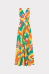 Milly Catarina Stripe Poplin Maxi Dress In Orange Multi In Multi