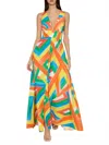 Milly Catarina Stripe Poplin Maxi Dress In Orange Multi In Multi