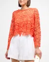 MILLY CATELYN CROPPED FLORAL LACE TOP