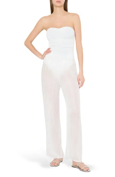 Milly Celina Pinstripe Cover-up Pants In White