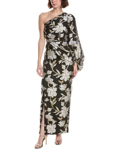 Milly Cher Floral Jacquard One Shoulder Maxi Dress In Multi