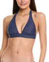 Milly Chevron Halter Bikini Top In Blue