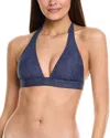 Milly Chevron Halter Bikini Top In Blue