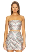 Milly Chevron Sequins Strapless Top In 碎花