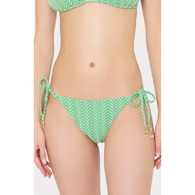 Milly Chevron Tie Side Bikini Bottoms In Green