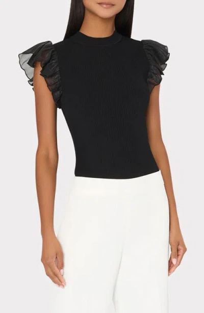 MILLY MILLY CHIFFON FLUTTER SLEEVE TOP