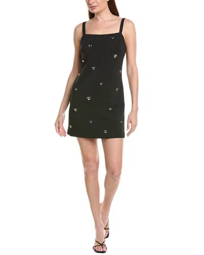 Milly Colette Heart Applique Mini Dress In Black