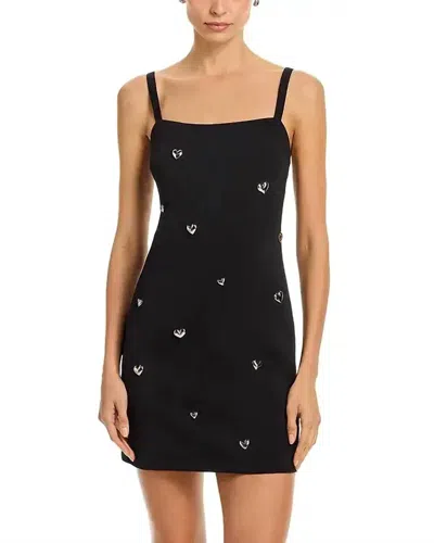 Milly Colette Heart Applique Mini Dress In Black