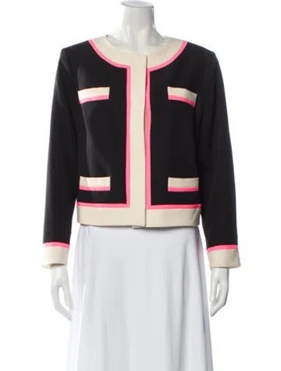 Pre-owned Milly Colorblock Pattern Evening Jacket In Black