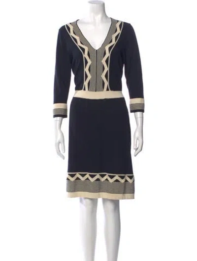 Pre-owned Milly Colorblock Pattern Knee-length Dress In Blue