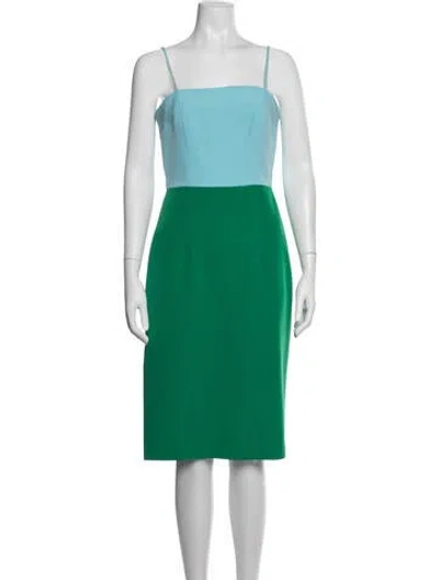 Pre-owned Milly Colorblock Pattern Knee-length Dress In Green