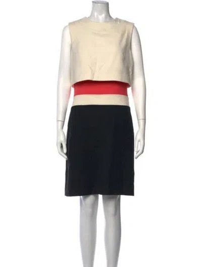 Pre-owned Milly Colorblock Pattern Knee-length Dress In Neutrals