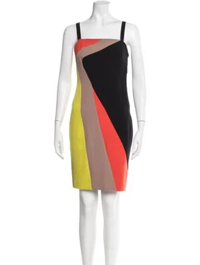 Pre-owned Milly Colorblock Pattern Knee-length Dress In Orange