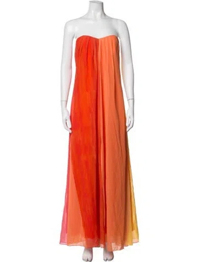 Pre-owned Milly Colorblock Pattern Long Dress W/ Tags In Orange