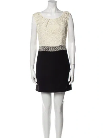 Pre-owned Milly Colorblock Pattern Mini Dress In Black